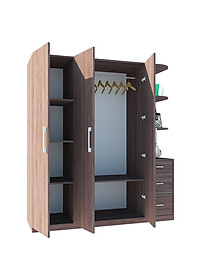 [Miễn phí vận chuyển & Lắp đặt tại TP. Hồ Chí Minh] Tủ quần áo gỗ cao cấp thiết kế thông minh 3 cánh, nhiều ngăn hộc phong cách sang trọng Ohaha - TQA032 - Màu E/Màu Xám