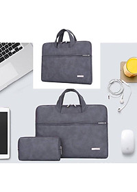 Cặp xách da chống sốc, chống nước dành cho macbook, laptop, surface  - Tặng kèm ví đựng sạc, chuột