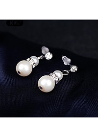 Bộ vòng cổ và khuyên tai đính ngọc trai nhân tạo thời trang cho nữ