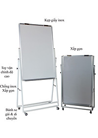 Bảng Flipchart chân gấp 80x120cm-Mặt bảng trắng không ô ly 80x120cm