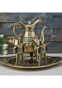BỘ BÌNH LY ĐỰNG RƯỢU BẰNG ĐỒNG GIẢ CỔ KIỂU NHÀ TẦN