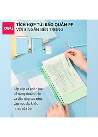 Sổ Tay Ghi Chép 60 Trang Gáy Lò Xo A5 Deli - Xanh Dương/Hồng/Vàng/Xanh Lá - QHA560