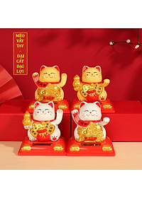 Mèo Thần Tài Ôm Hũ Vàng, Túi Vàng Vẫy Tay Dùng Pin Năng Lượng Mặt Trời - HENRYSA