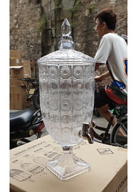 BÌNH THỦY TINH ĐỰNG NƯỚC CÓ VÒI VẶN INOX ĐA NĂNG CRYSTAN - VD64  ( GIAO HOA VĂN NGẪU NHIÊN ) 