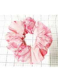 Cột tóc scrunchies màu hồng hoa size trung