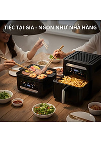 Nồi Chiên Không Dầu Kèm Vỉ Nướng 2-in-1 Mishio MK407: Nâng Tầm Món Ngon, Tiện Lợi Vượt Trội - hàng chính hãng