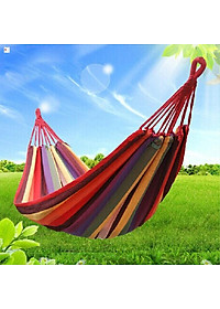 Võng Dù Kẻ Sọc Du Lịch 2 Lớp Dày Dặn, Chịu Lực Cao Size 180cm x 80cm (Giao Mẫu Ngẫu Nhiên)
