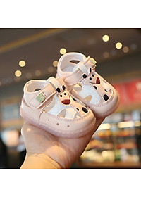 Giày sandal tập đi cho bé gái 0 - 18 tháng họa tiết hươu cao cổ dễ thương TD47