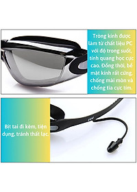 Kính Bơi Tráng Gương kèm bịt tai cao cấp GroFa chống sương mù, chống tia UV Hàng chính hãng - Tặng kèm nón bơi Silicon (Màu ngẫu nhiên)