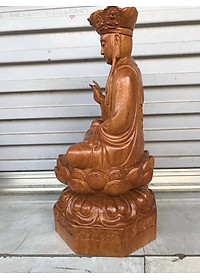 Tượng phật địa tạng vương bồ tát dáng đứng bằng gỗ hương đá kt 40×20×20cm