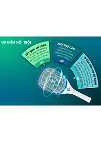 Vợt bắt muỗi Rạng Đông VBM RD.03 có đèn Led chiếu sáng - Hàng chính hãng