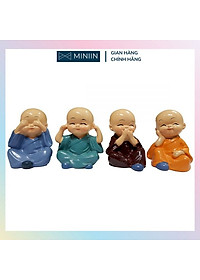 Bộ 4 Chú Tiểu Tứ Không Hàng Chuẩn - Không Nghe, Không Nói, Không Nhìn, Tâm Không Động - Loại 1 - Chính Hãng MINIIN