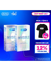 Combo Bao cao su Durex Invisible Extra Thin Extra Lubricated 10 Bao và Extra Sensitive 10 Bao