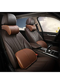 GỐI TỰA ĐẦU, TỰA LƯNG 3D CHẤT LIỆU CAO SU NON BỌC  DA TRÊN XE Ô TÔ - NHIỀU MÀU