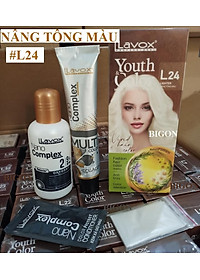 Đồng Ánh Vàng - Combo 2 Kem Nhuộm Tóc Màu Thời Trang Lavox Youth&Color L13 Đồng Ánh Vàng + L24 Nâng Tông Màu (Sử Dụng Màu L24 Để Nâng Tông Màu Tóc Trước Khi Nhuộm Màu L13 Đồng Ánh Vàng)