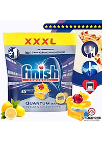 Viên rửa chén bát Finish Quantum Max 60 viên hương chanh 