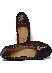 Giày nữ hoa văn Huy Hoàng da bò màu nâu đất HT7949