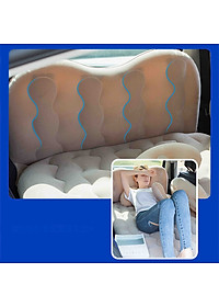 Nệm hơi vải nhung cao cấp có vân lướt sóng cho xe ô tô 7 chỗ, có ô để đồ. Tặng kèm bộ bơm hơi và bộ vá