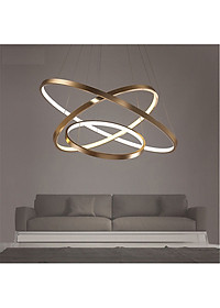 Đèn thả phòng khách 3 vòng viền vàng sang trọng - 3 chế độ ánh sáng có điều khiển từ xa LINSKY