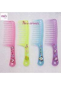 Lược nhựa răng thưa size lớn dài 24.5cm dễ thương màu vintage cán cầm tay nhựa trong