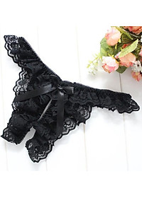 Quần lọt khe viền ren - đen