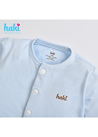 Bộ body sơ sinh liền tất, tay lật vải tre (Bamboo) cao cấp BB034, sleepsuit cho bé, set body dài tay cho bé sơ sinh chính hãng HAKI
