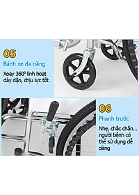 Xe lăn đa năng có bô vệ sinh, có thắng NIKITA S213-5 dành cho người khuyết tật, bệnh nhân, người già 2024