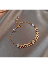 Combo lắc tay chiếc lá, Phong cách Hàn Quốc, hợp kim mạ vàng 18K, Khóa càng cua tiện dụng, thiết kế đơn giản, kèm hộp đựng Hoa Hồng, mẫu CrownX.436B.1