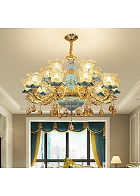 Đèn chùm MOFAI pha lê trang trí nội thất sang trọng 15 tay - kèm bóng LED chuyên dụng