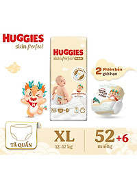 Tã quần Huggies Skin Perfect phiên bản Rồng giới hạn Super Jumbo XL52+6 miếng với 2 vùng thấm giảm kích ứng da