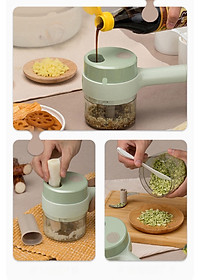 Máy xay mini cầm tay 3 trong 1 (máy xay nghiền tỏi ớt, rau củ, sinh tố;, máy nạo gọt hoa quả; máy cắt sợi, thái lát đồ ăn) dễ dàng vệ sinh - Chính hãng MINIIN (Giao màu ngẫu nhiên)