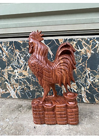 Tượng con gà trống bằng gỗ hương cao 20x10×5cm