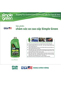 Nước rửa xe hơi và làm bóng xe hơi cao cấp Simple Green Wash and Wax, nước rửa xe ô tô cao cấp, làm sạch vết bẩn, vết ố, bụi, bùn đất, làm xe sáng bóng như trong showroom, bình đậm đặc 2L.