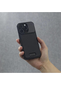 Ốp Lưng da đẳng cấp cho IPhone 15 / 14 Pro Max hiệu NJOYNY Phone, ngăn đựng nước hoa , sạc không dây - Hàng chính hãng