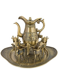 BỘ BÌNH LY ĐỰNG RƯỢU BẰNG ĐỒNG GIẢ CỔ KIỂU NHÀ TẦN