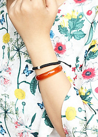 Vòng Kết Dây Đen Charm Bi Bạc Ngọc Quý Gemstones GA155