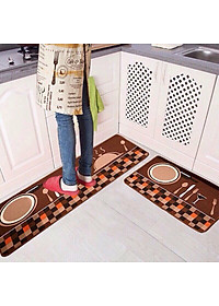 Combo 2 Thảm Lau Chân Nhà Bếp Hoạt Tiết 3D Thấm Hút Tốt