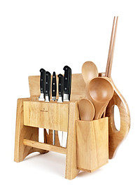 Dụng Cụ Nhà Bếp - Kệ Để Dao, Thớt, Đũa, Muỗng Bằng Gỗ Kiểu Đứng - Đồ Dùng Gia Dụng Nhà Bếp Bằng Gỗ