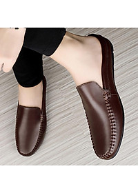 Giày Lười Sục Nam Da Bò Chuẩn, Có bảo hành nổ da, bong keo , gãy đế, phom dáng siêu đẹp GD18