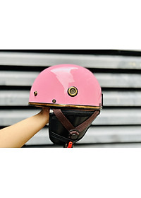 Mũ bảo hiểm xe máy nửa đầu Rona Pug có ốp tai da che nắng, nón bảo hiểm freesize dành cho nam và nữ