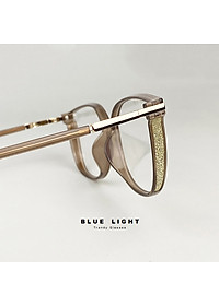 Gọng Kính Cận, Kính Giả Cận Nữ Mắt Mèo Viền Dày Ánh Nhũ Nữ Tính,  Chống Ánh sáng Xanh, Gọng Nhựa Dẻo TR90 Đen, Nâu, Trong Suốt - BLUE LIGHT