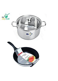 Bộ nồi chảo chống dính Fivestar 3 đáy từ nắp kính ( tặng 2 vá canh )