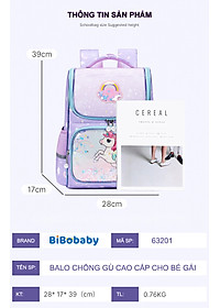 Balo chống gù cho bé gái đi học cặp sách học sinh tiểu học form hộp vải chống nước bền đẹp 63201