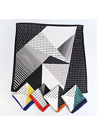 Khăn lụa vuông phong cách Nhật Bản phối kẻ chấm bi dễ thương AKL93