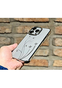 Ốp lưng cho iphone 15 pro max Memumi hoa đính đá Swarovski cực sang siêu mỏng nhẹ - hàng chính hãng