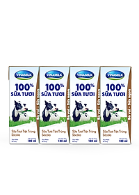 COMBO 6 LỐC SỮA TƯƠI TIỆT TRÙNG VINAMILK 100% SÔCÔLA - LỐC 4 HỘP X 180ML