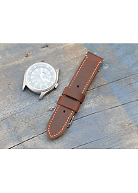 Dây đồng hồ da bò sáp 2 lớp Handmade da thật chốt thông minh
