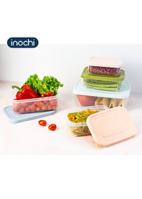 Bộ 3 Hộp Nhựa đựng Thực Phẩm Chữ Nhật Hokkaido Inochi 500 -1000 -2000 ML Chịu Nhiệt Giao Màu Ngẫu Nhiên