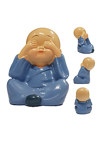 Bộ 4 Chú Tiểu Tứ Không Hàng Chuẩn - Không Nghe, Không Nói, Không Nhìn, Tâm Không Động - Loại 1 - Chính Hãng MINIIN