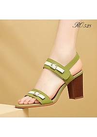 Giày sandal nữ cao gót đế cao 7 phân hàng hiệu rosata hai màu đen xanh thời trang cao cấp ro528
